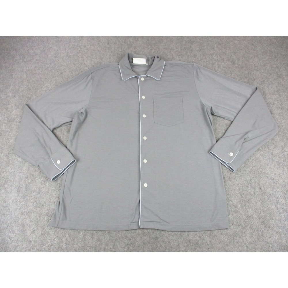 Purple Pajama Shirt Mens Medium Gray Sleepy Jones Button Front Lounge Pocket‎